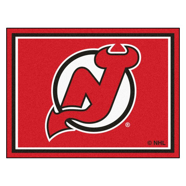 FanMats® - New Jersey Devils 96" x 120" Nylon Face Ultra Plush Floor Rug with "NJ Devil Horn" Logo