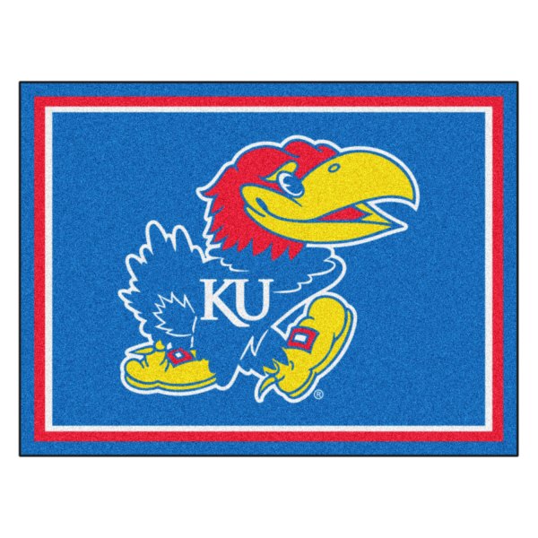 FanMats® - University of Kansas 96" x 120" Nylon Face Ultra Plush Floor Rug with "KU Bird" Logo