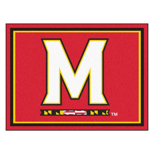 FanMats® - University of Maryland 96" x 120" Nylon Face Ultra Plush Floor Rug with "M & Flag Strip" Logo