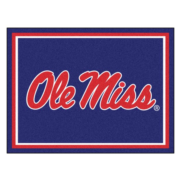 FanMats® - University of Mississippi (Ole Miss) 96" x 120" Blue Nylon Face Ultra Plush Floor Rug with "Ole Miss" Script Logo