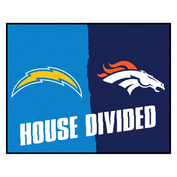 FanMats® - Los Angeles Chargers/Denver Broncos 33.75" x 42.5" Nylon Face House Divided Floor Mat