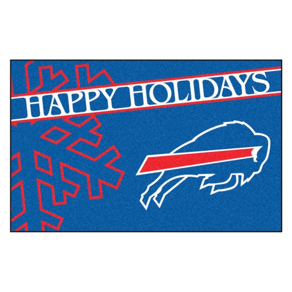 FanMats® - "Happy Holidays" Buffalo Bills 19" x 30" Nylon Face Starter Mat