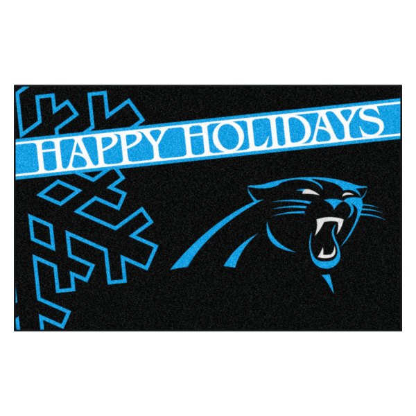 FanMats® - "Happy Holidays" Carolina Panthers 19" x 30" Nylon Face Starter Mat