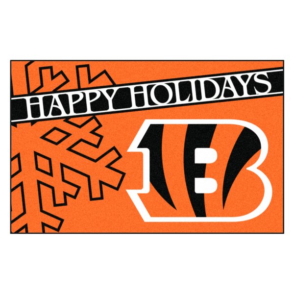 FanMats® - "Happy Holidays" Cincinnati Bengals 19" x 30" Nylon Face Starter Mat