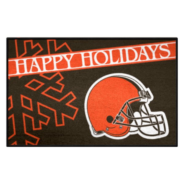 FanMats® - "Happy Holidays" Cleveland Browns 19" x 30" Nylon Face Starter Mat