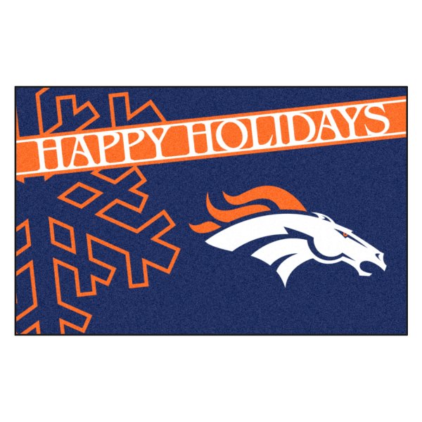 FanMats® - "Happy Holidays" Denver Broncos 19" x 30" Nylon Face Starter Mat