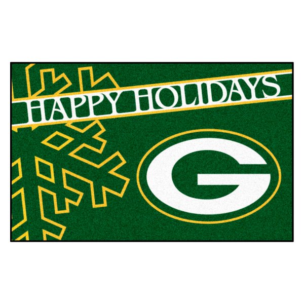 FanMats® - "Happy Holidays" Green Bay Packers 19" x 30" Nylon Face Starter Mat