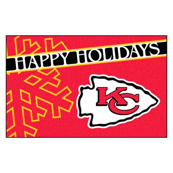 FanMats® - "Happy Holidays" Kansas City Chiefs 19" x 30" Nylon Face Starter Mat