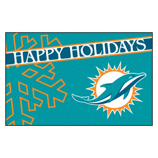 FanMats® - "Happy Holidays" Miami Dolphins 19" x 30" Nylon Face Starter Mat