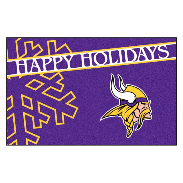 FanMats® - "Happy Holidays" Minnesota Vikings 19" x 30" Nylon Face Starter Mat