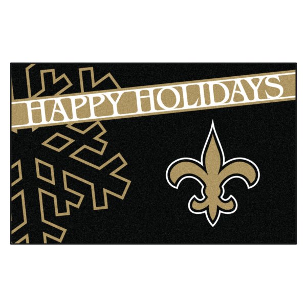 FanMats® - "Happy Holidays" New Orleans Saints 19" x 30" Nylon Face Starter Mat