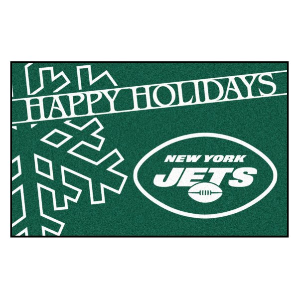 FanMats® - "Happy Holidays" New York Jets 19" x 30" Nylon Face Starter Mat