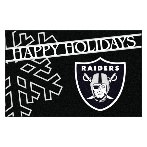 FanMats® - "Happy Holidays" Las Vegas Raiders 19" x 30" Nylon Face Starter Mat