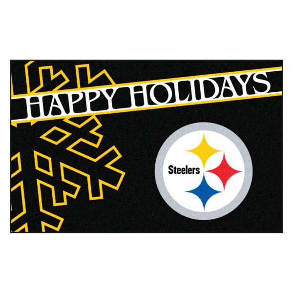 FanMats® - "Happy Holidays" Pittsburgh Steelers 19" x 30" Nylon Face Starter Mat