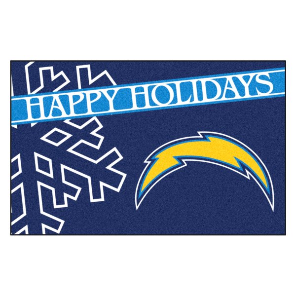 FanMats® - "Happy Holidays" Los Angeles Chargers 19" x 30" Nylon Face Starter Mat