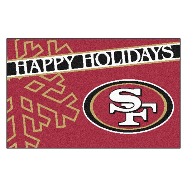 FanMats® - "Happy Holidays" San Francisco 49ers 19" x 30" Nylon Face Starter Mat