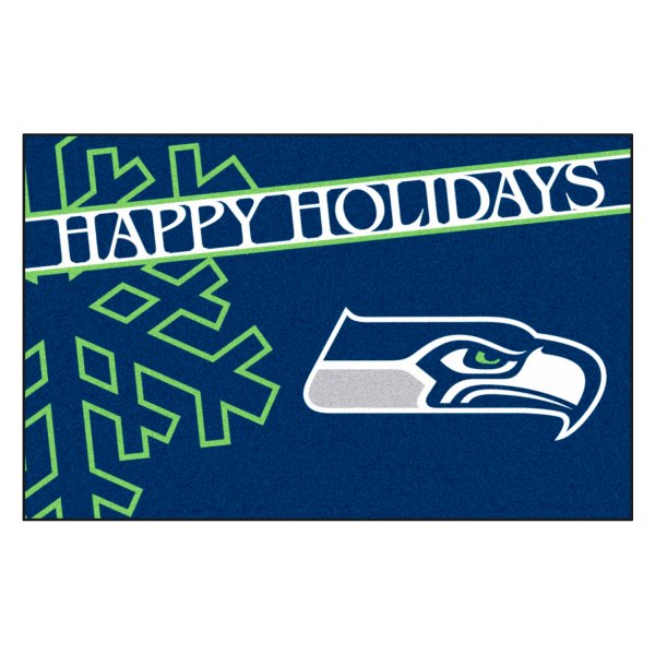 FanMats® - "Happy Holidays" Seattle Seahawks 19" x 30" Nylon Face Starter Mat