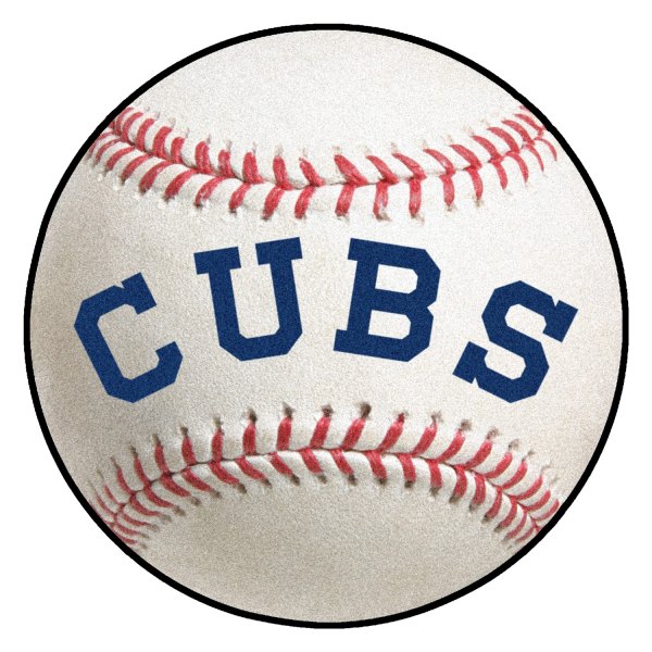 FanMats® - Cooperstown Retro Collection 1911 Chicago Cubs Baseball Mat 27" Dia Nylon Face Retro Baseball Ball Floor Mat