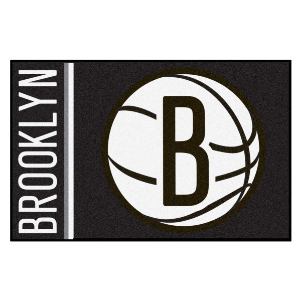 FanMats® - Brooklyn Nets 19" x 30" Nylon Face Uniform Starter Mat with "Basketball B" Logo & Wordmark