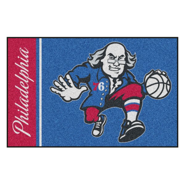 FanMats® - Philadelphia 76ers 19" x 30" Nylon Face Uniform Starter Mat with "Benjamin Franklin" Logo & Wordmark