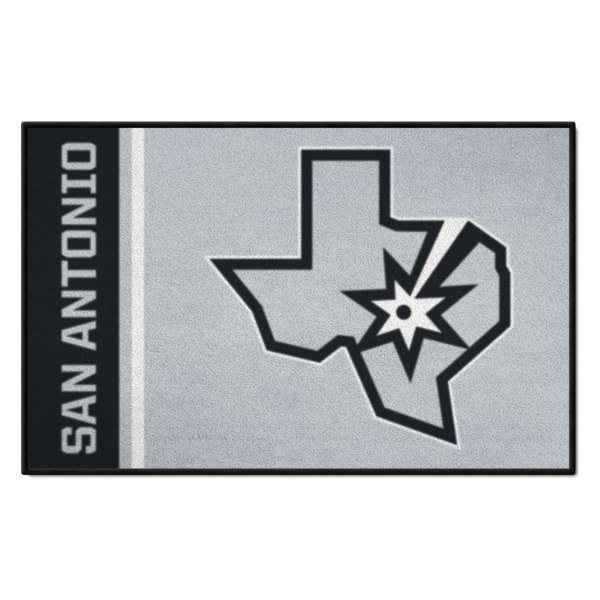 FanMats® - San Antonio Spurs 19" x 30" Nylon Face Uniform Starter Mat with "SA Basketball" Secondary Logo & Wordmark