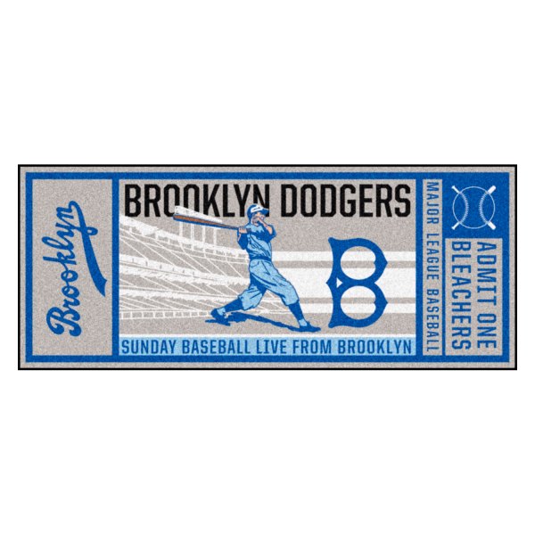 FanMats® - Cooperstown Retro Collection 1944 Brooklyn Dodgers 30" x 72" Nylon Face Retro Ticket Runner Mat