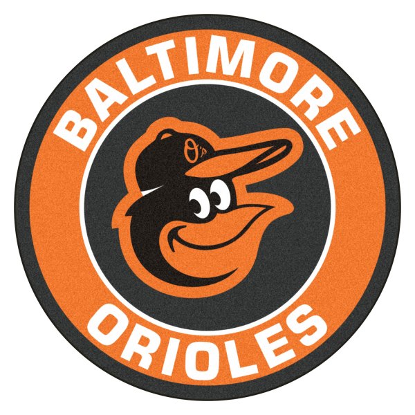 FanMats® - Baltimore Orioles 27" Dia Nylon Face Floor Mat with "Cartoon Bird" Logo