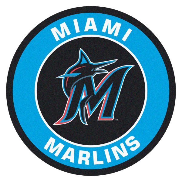 FanMats® - Miami Marlins 27" Dia Nylon Face Floor Mat with "M" Logo