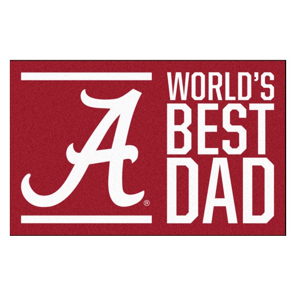 FanMats® - "World's Best Dad" University of Alabama 19" x 30" Nylon Face Starter Mat with "Script A" Logo