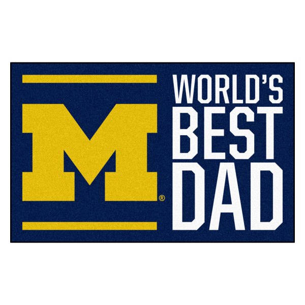 FanMats® - "World's Best Dad" University of Michigan 19" x 30" Nylon Face Starter Mat with "Block M" Logo