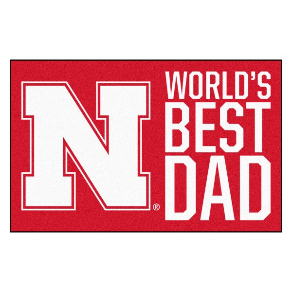 FanMats® - "World's Best Dad" University of Nebraska 19" x 30" Nylon Face Starter Mat with "Block N" Logo