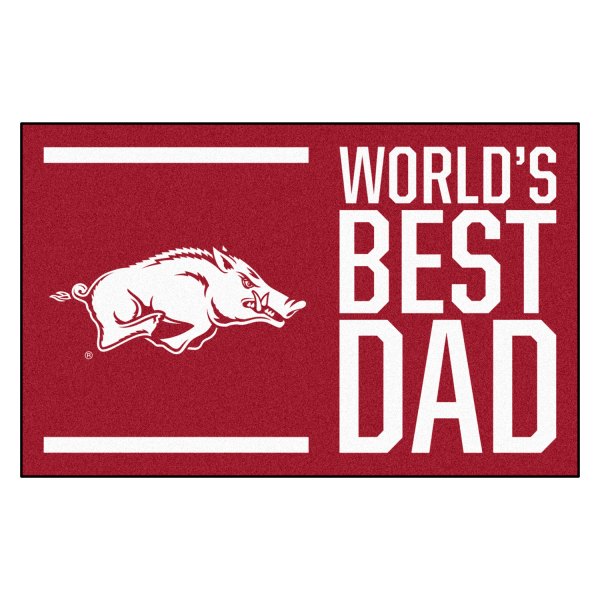 FanMats® - "World's Best Dad" University of Arkansas 19" x 30" Nylon Face Starter Mat with "Razorback" Logo