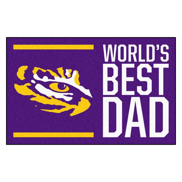 FanMats® - "World's Best Dad" Louisiana State University 19" x 30" Nylon Face Starter Mat with "Tiger Eye" Logo