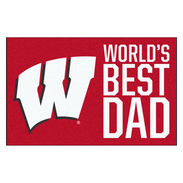 FanMats® - "World's Best Dad" University of Wisconsin 19" x 30" Nylon Face Starter Mat with "W" Logo