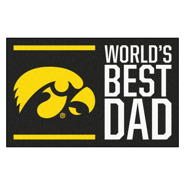 FanMats® - "World's Best Dad" University of Iowa 19" x 30" Nylon Face Starter Mat with "Hawkeye" Logo