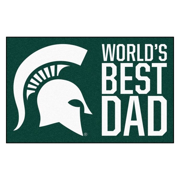 FanMats® - "World's Best Dad" Michigan State University 19" x 30" Nylon Face Starter Mat with "Spartan Helmet" Logo