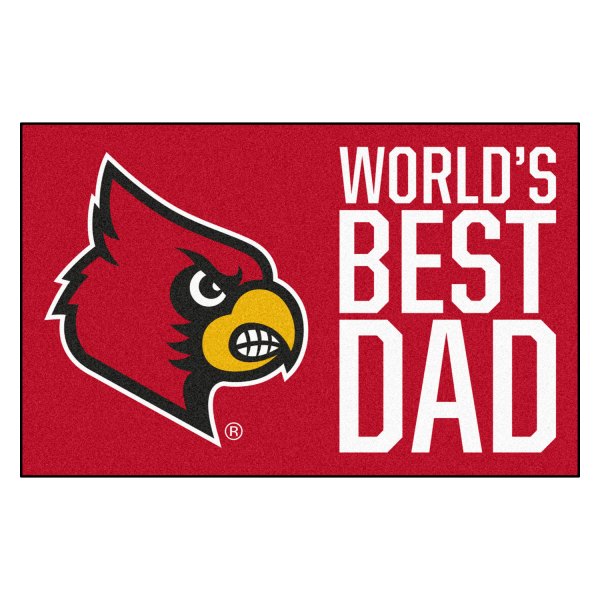 FanMats® - "World's Best Dad" University of Louisville 19" x 30" Nylon Face Starter Mat with "Cardinal" Logo