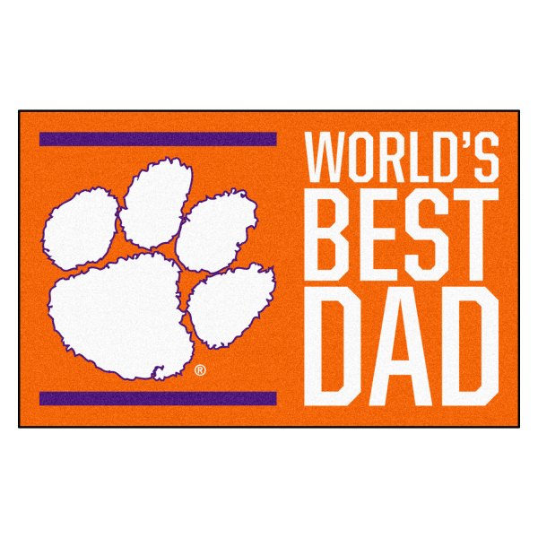 FanMats® - "World's Best Dad" Clemson University 19" x 30" Nylon Face Starter Mat with "Paw Print" Logo