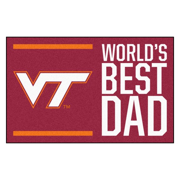FanMats® - "World's Best Dad" Virginia Tech 19" x 30" Nylon Face Starter Mat with "VT" Logo