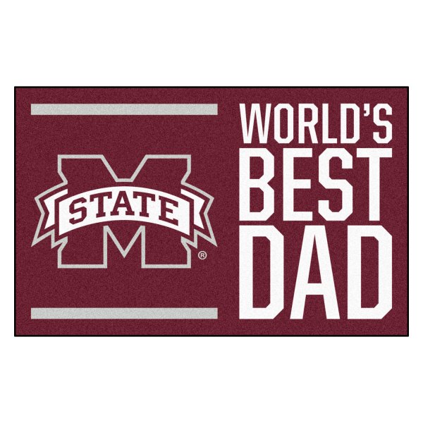 FanMats® - "World's Best Dad" Mississippi State University 19" x 30" Nylon Face Starter Mat with "M State" Logo