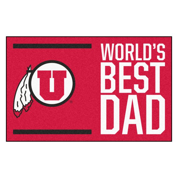 FanMats® - "World's Best Dad" University of Utah 19" x 30" Nylon Face Starter Mat with "Circle U & Feathers" Logo & Wordmark