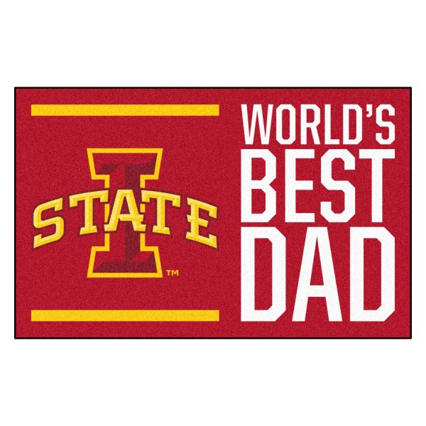 FanMats® - "World's Best Dad" Iowa State University 19" x 30" Nylon Face Starter Mat with "I State" Logo
