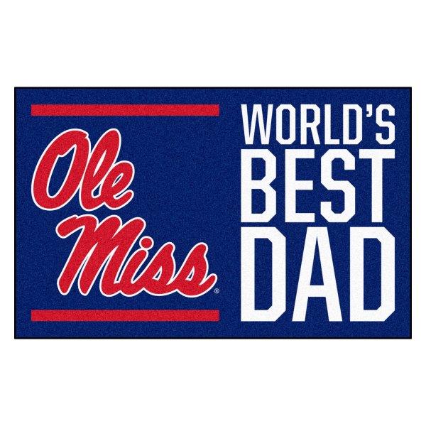 FanMats® - "World's Best Dad" University of Mississippi (Ole Miss) 19" x 30" Nylon Face Starter Mat with "Ole Miss" Script Logo