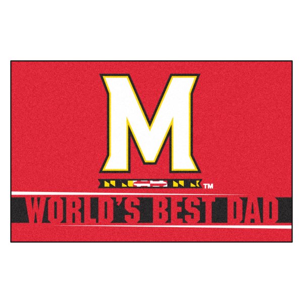FanMats® - "World's Best Dad" University of Maryland 19" x 30" Nylon Face Starter Mat with "M & Flag Strip" Logo