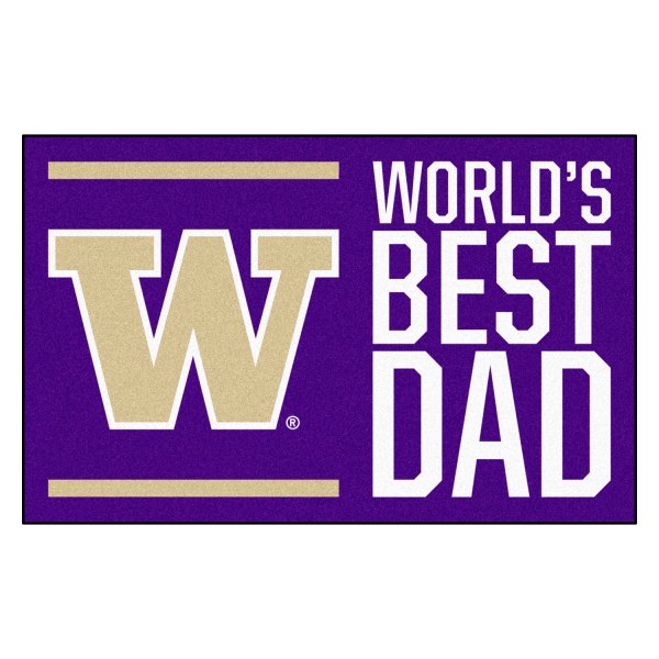 FanMats® - "World's Best Dad" University of Washington 19" x 30" Nylon Face Starter Mat with "W" Logo