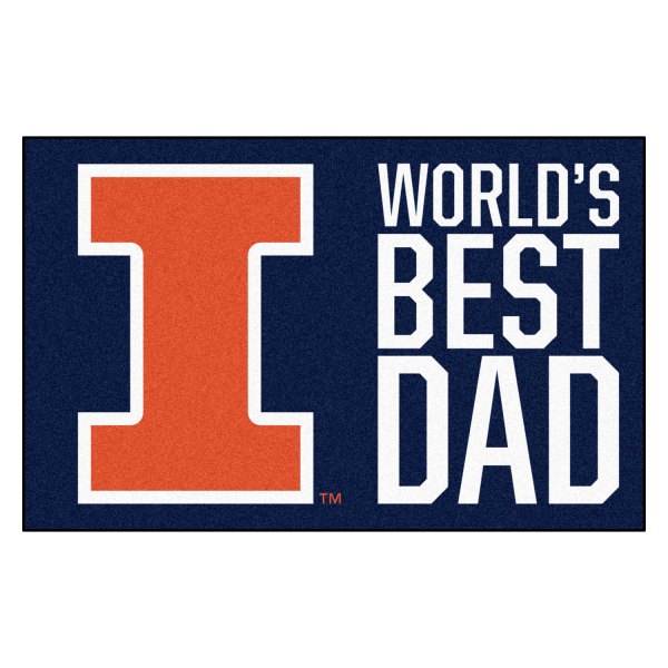 FanMats® - "World's Best Dad" University of Illinois 19" x 30" Nylon Face Starter Mat with "I" Logo