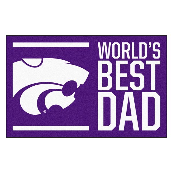 FanMats® - "World's Best Dad" Kansas State University 19" x 30" Nylon Face Starter Mat with "Wildcat" Logo