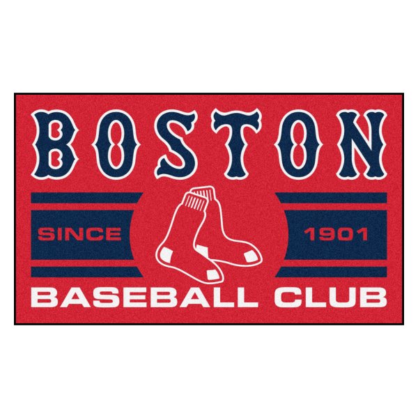 FanMats® - Boston Red Sox 19" x 30" Nylon Face Starter Mat with "Red Sox" Logo with City Name & Stripes
