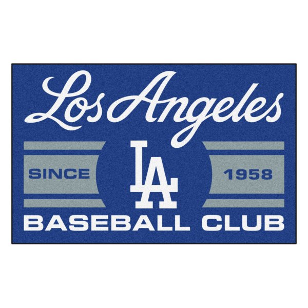 FanMats® - Los Angeles Dodgers 19" x 30" Nylon Face Uniform Starter Mat with "LA" Logo with City Name & Stripes