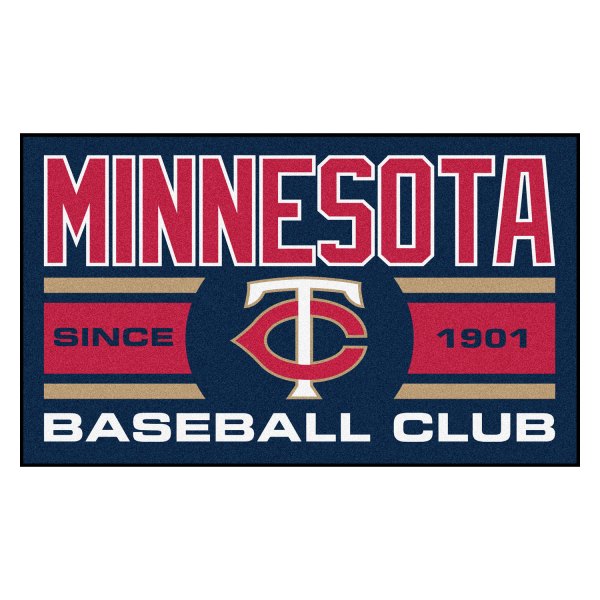 FanMats® - Minnesota Twins 19" x 30" Nylon Face Uniform Starter Mat with "TC" Logo with City Name & Stripes